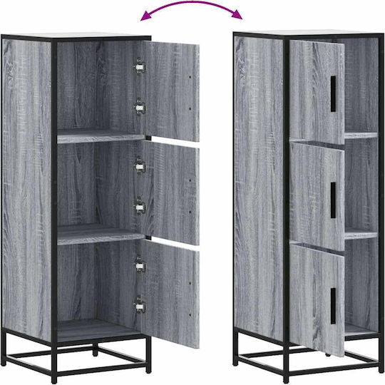 Highboard Wall Cabinet for Living Room made of Wood and Metal Grey 35.5x35x106.5cm