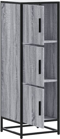 Highboard Wall Cabinet for Living Room made of Wood and Metal Grey 35.5x35x106.5cm