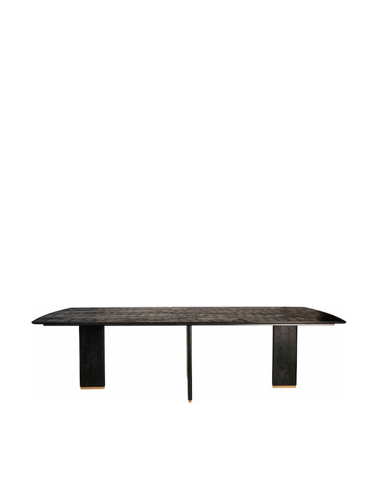 Masă Sala de mese din Lemn Masiv & Metal Negru 240x100x77buc