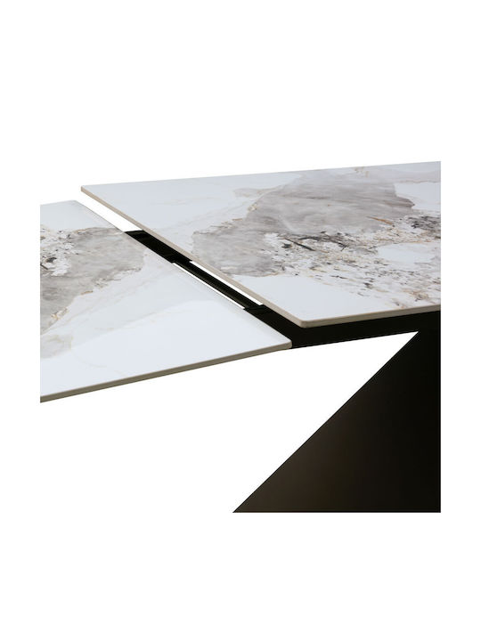 Marron Tisch Küche Ausziehbar mit Steinoberfläche White Marble Effect 180x90x75cm