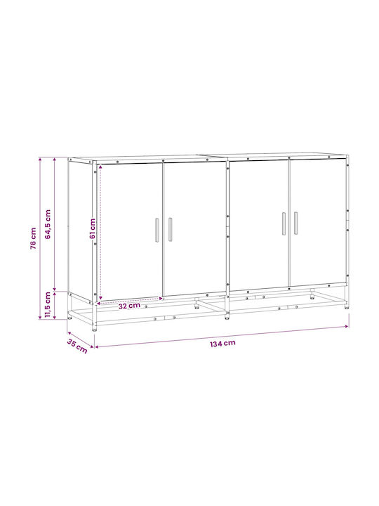 Wooden Office Cabinet Black Oak 134x35x76cm