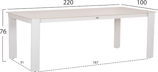Punder Маса За Трапезария С Каменна Повърхност Крем 220x100x75см