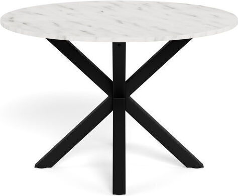 Norsica 254 Round Table Dining Room with Marble Surface White Marble, Matte Black 76x76cm