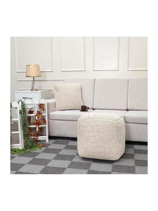 Bean Bag Chair Multifunctional Waterproof Ivory Stool 45x45x45cm