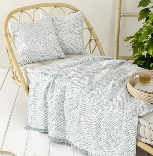 Nima Aria Ριχτάρι Πολυθρόνας Chenille 180x180εκ. White-petrol