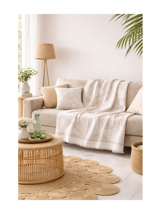 Nima Three-Seater Sofa Throw Chenille 180x300cm Beige