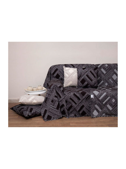 Anna Riska 1448 Ριχτάρι Πολυθρόνας Δύο 'Οψεων Chenille 180x180εκ. Black 431336