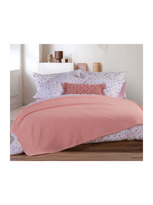 Nef-Nef Homeware Cool Κουβέρτα Πικέ Μονή 160x240εκ. Salmon