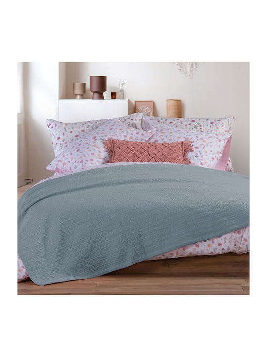 Nef-Nef Homeware Cool Pique Blanket Double 220x240cm Dusty Blue