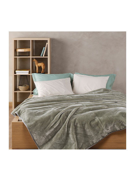 Kentia Notte Κουβέρτα Βελουτέ Ημίδιπλη 180x220εκ. Olive