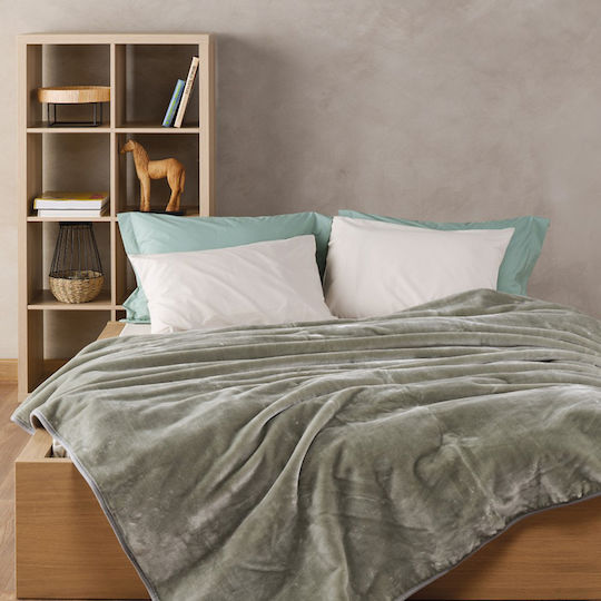 Kentia Notte Κουβέρτα Βελουτέ Ημίδιπλη 180x220εκ. Olive
