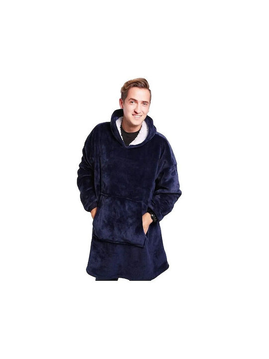 Κουβέρτα Fleece με Μανίκια 80x80εκ. Μπλε