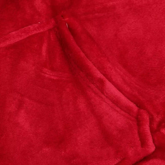 Κουβέρτα Fleece με Μανίκια 80x80εκ. Κόκκινο