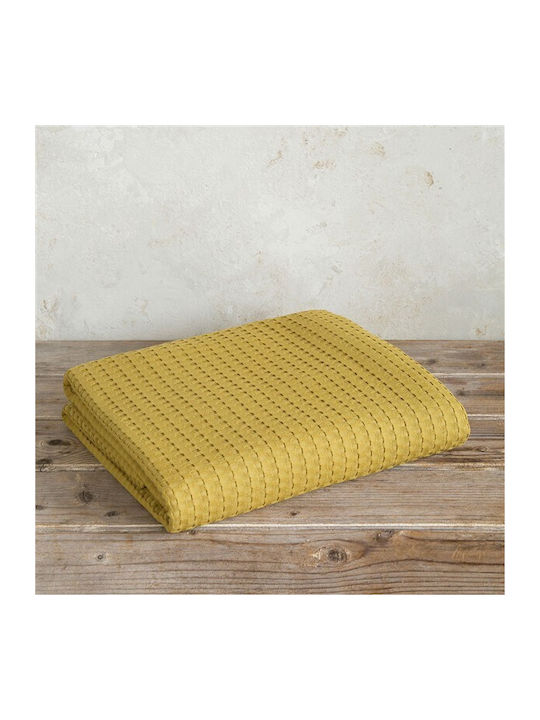 Nima Habit Piqué Decke Einzeln 160x240cm Gold / Braun