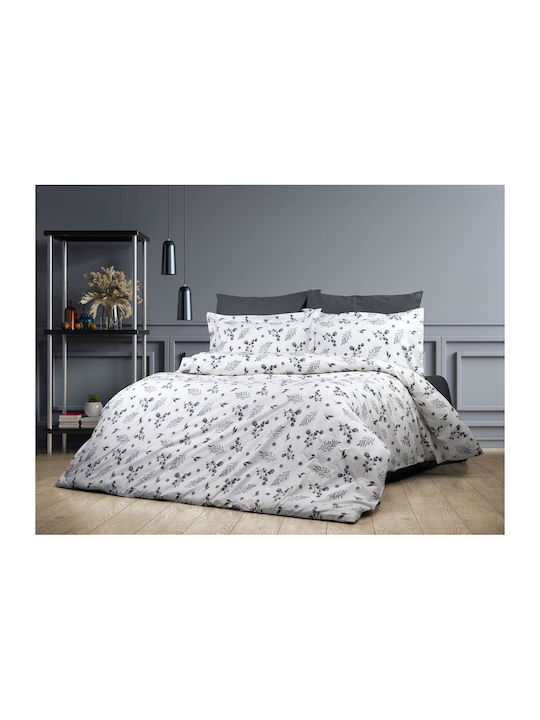 Dimcol Duvet Cover Cotton Single 160x240 Myrto 350 Grey 350