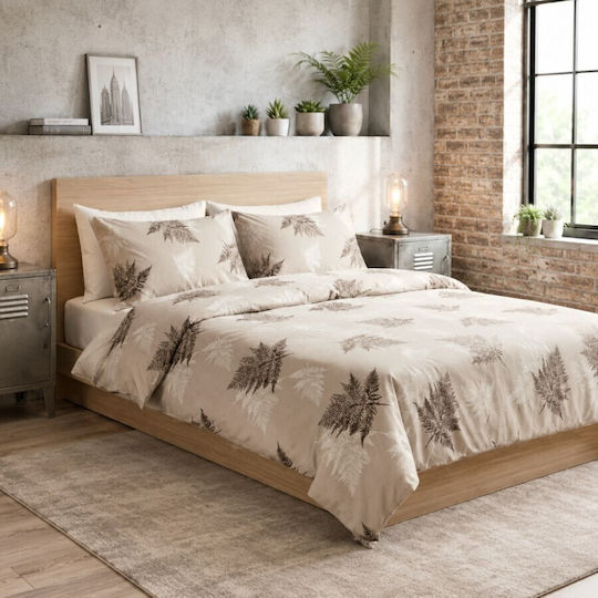 Pucioasa Σετ Παπλωματοθήκη Βαμβακοσατέν 200x230cm Διπλή με 2 Μαξιλαροθήκες & 1 Σεντόνι Beige