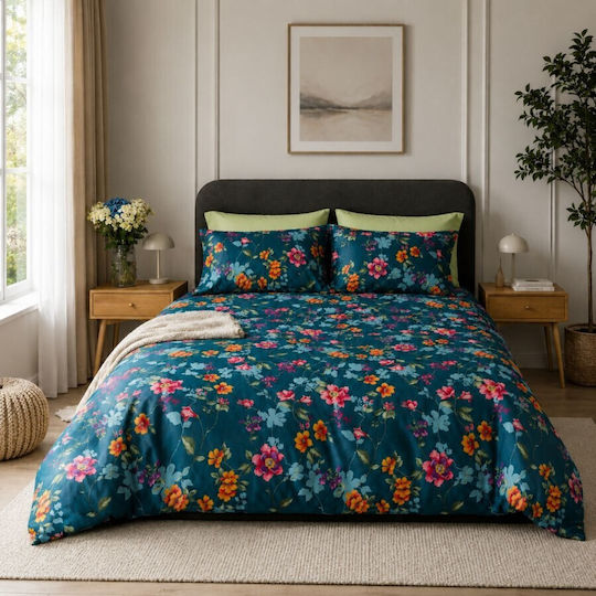 Class Home Collection Set Huse Pentru Pilote 200x220cm Dublu Cu 4 Fețe De Pernă & 1 Cearșaf Tonia Floral