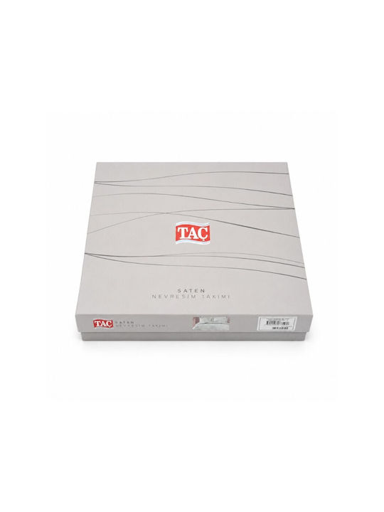 Tac Set Huse Pentru Pilote (2 Buc) Bumbac Satinat 160x220cm Simplă Cu Față De Pernă & 1 Cearceaf Ecru