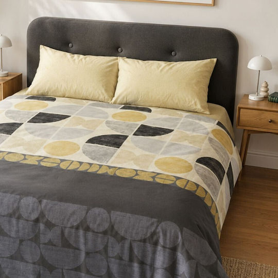 Cottonbox Cotton Duvet Cover Set 200x220cm Double With 2 Pillowcases & 1 Bed Sheet Beige