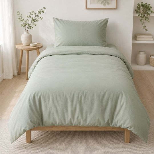 Cottonbox Set Huse Pentru Pilote 100% Bumbac 160x220cm Simplă Cu Față De Pernă Și 1 Cearceaf Verde Deschis (Salvie)