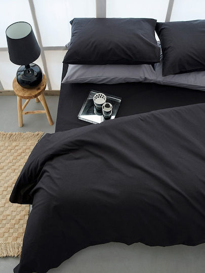 Palamaiki Cotton Duvet Cover Single 170x250 Etoile Jet Black