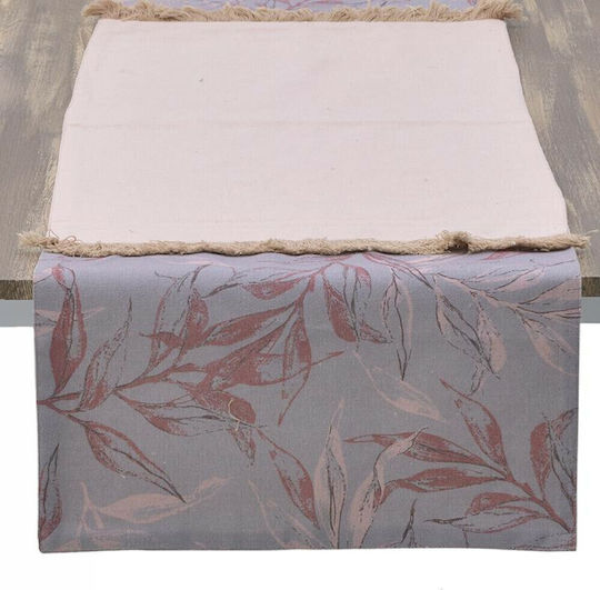 Inart Ράνερ Γκρι - Ροζ 40x140εκ.