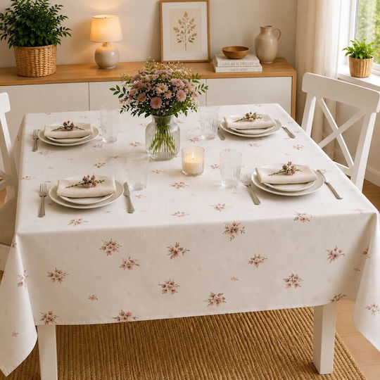 Pucioasa Cotton Tablecloth Pink Flowers 120x160cm