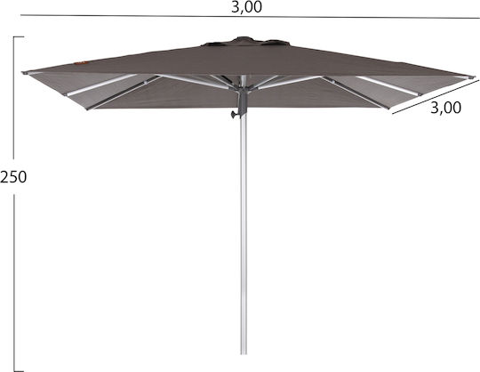 Umbrelă Profesională Pătrată Din Aluminiu Gladell Gri 3x3m