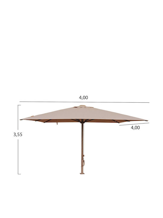 Professional Aluminum Squared Parasol Beige 4x4m