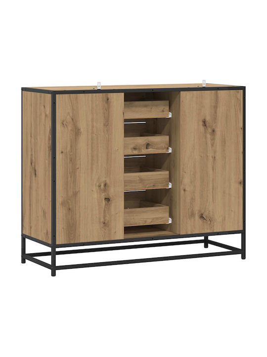 Wooden Sideboard with Drawers Oak 92x35x76cm