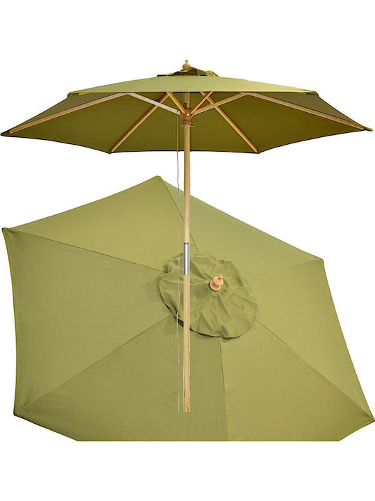 Circular Wooden Khaki Garden Parasol Φ2.5m