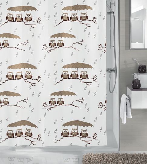 Kleine Wolke Eulen Shower Curtain 180x200cm Taupe 5222271344