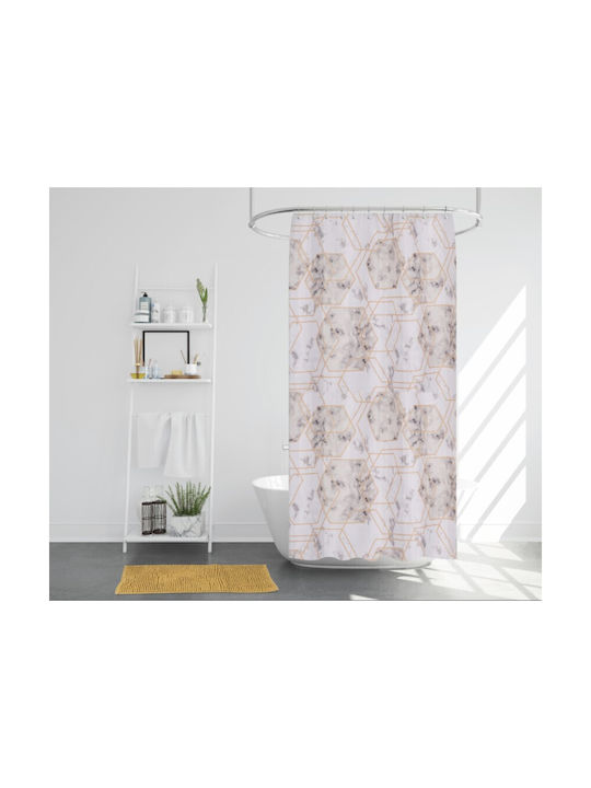 Flamingo + Rug Shaggy Shower Curtain 180x200cm Beige