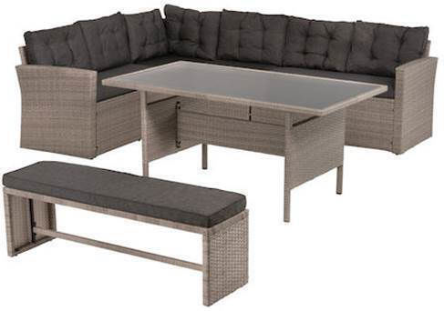 Garten- und Outdoor-Möbelsets Wohnbereich Elizabeth 4 Stück Grau mit Kissen