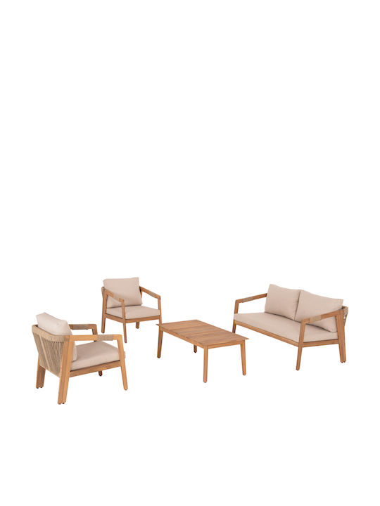 Set de mobilier pentru camera de zi de exterior 4 buc Bej