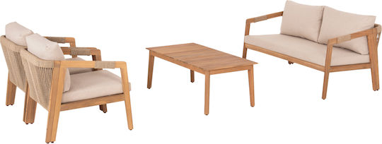 Set de mobilier pentru camera de zi de exterior 4 buc Bej