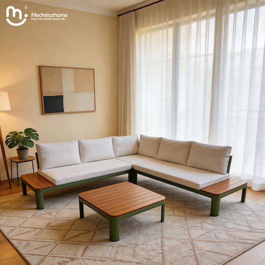 Aluminum Garden Furniture Corner Set with Pillows & Coffee Table Aluminum Garden Furniture Corner Set with Pillows & Coffee Table