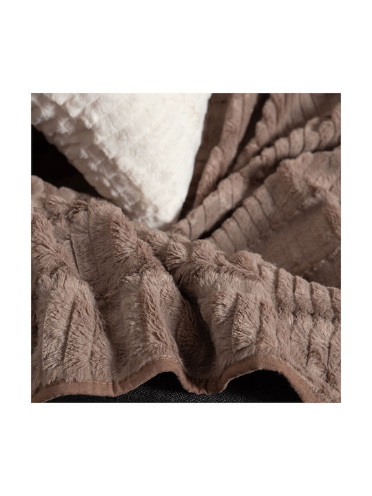 Silk Fashion Διακοσμητική Μαξιλαροθήκη Stripe από Γούνα Καφέ 45x45εκ.