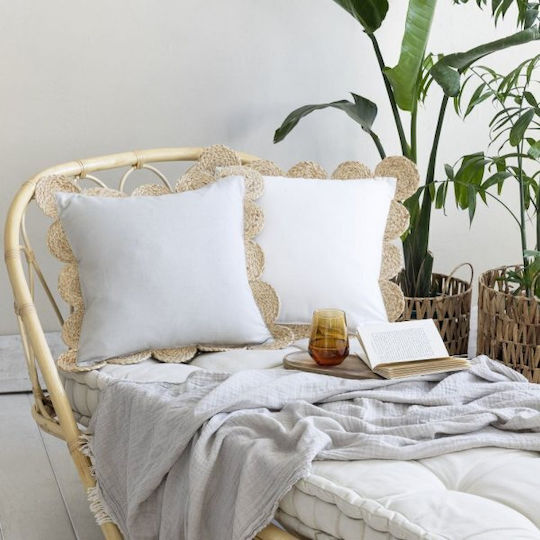 Nima Sofa Cushion Sage Made of 100% Cotton White 45x45cm
