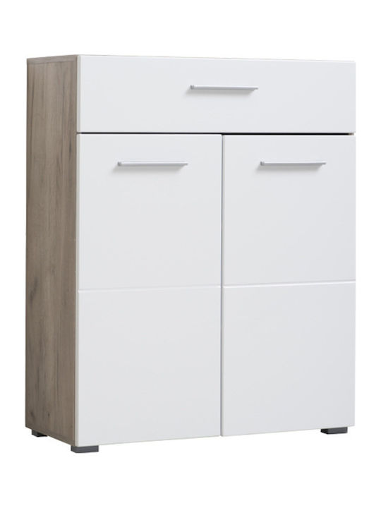 Beny Sideboard Wooden with Drawers Grey Oak / White Lacquer 79x35x97.5cm