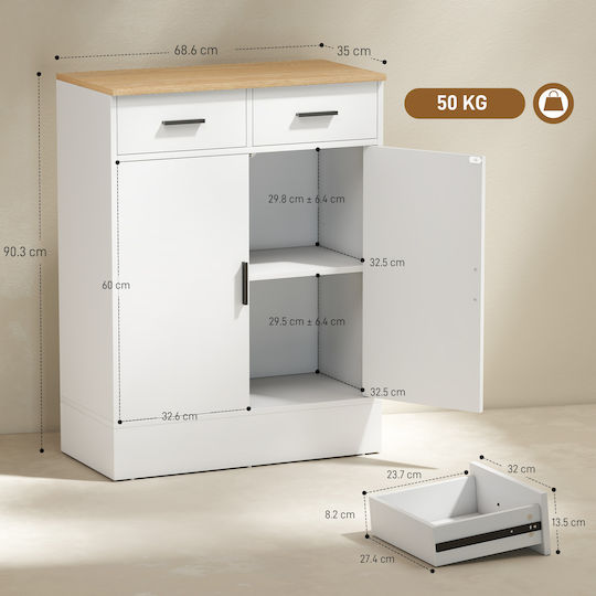 Μπουφές Ξύλινος με Συρτάρια 68.6x35x90.3cm Μπουφές Ξύλινος με Συρτάρια 68.6x35x90.3cm