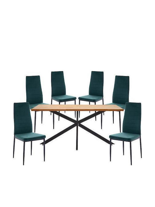 Dining Room Set with 6 Chairs 160x80cm