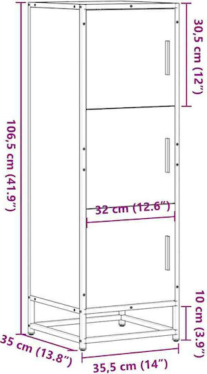 Living Room Display Cabinet Made of Particle Board Black 35.5x35x106.5cm