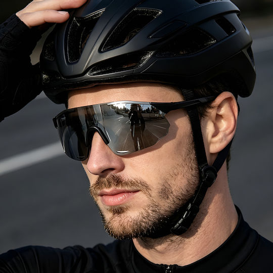 Techsuit Cycling Glasses with Black Frame and Multicoloured Lenses