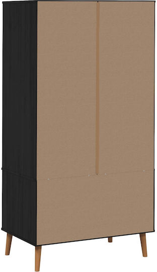Δίφυλλη Ντουλάπα Μαύρο 90x55x175cm