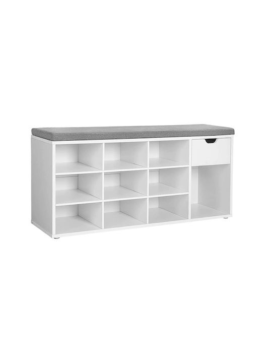 Suport pentru pantofi cu 9 Rafturi Albă L104xW30xH48cm