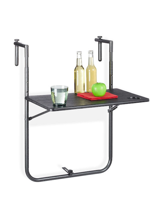 Masă din Plastic Pentru Spații Exterioare Mici Pliabilă cu Ramă Metalică Neagră 83x59x59 cm