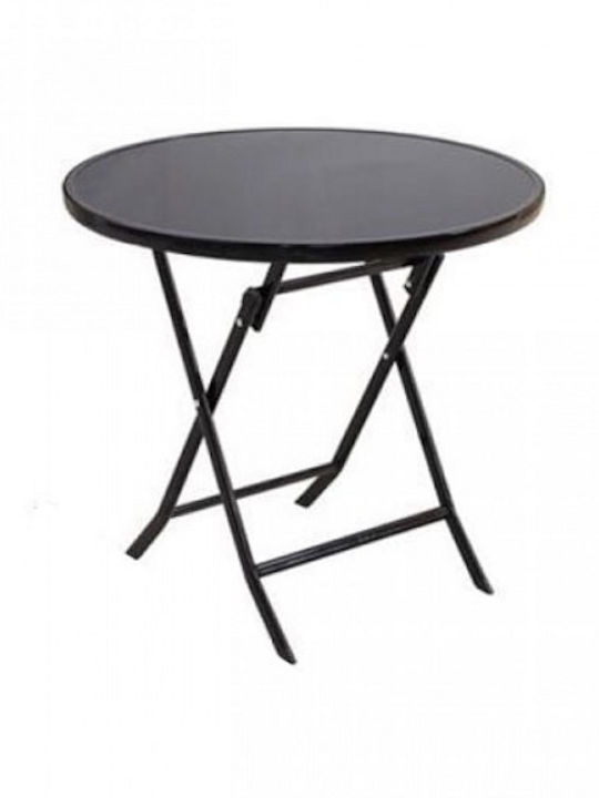 Auxiliary Table for Small Outdoor Spaces Aluminum Foldable Black 70x70x75cm