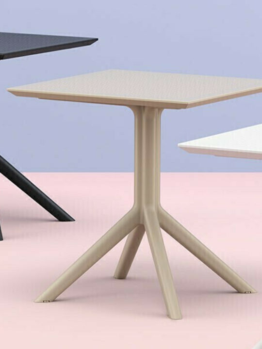 Sky Outdoor Dinner Free Standing Polypropylene Table Taupe 70x70x74cm