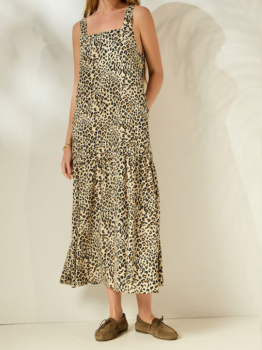 Sommer Maxi Damenkleid mit Rüschen Mehrfarbig